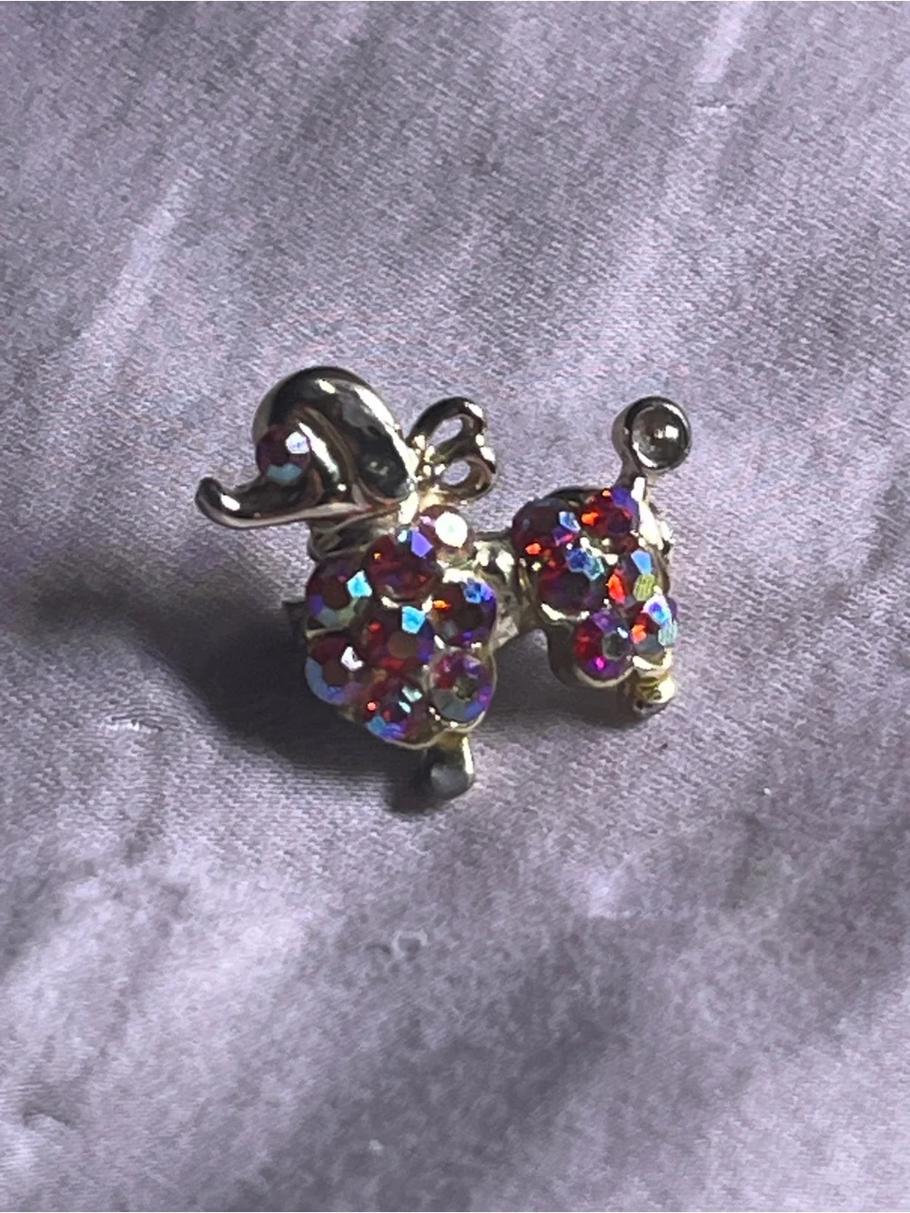 Vintage jeweled Poodle lapel pin